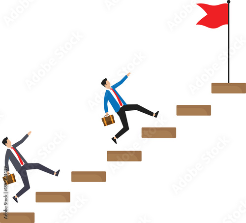 Step to grow business for success, improvement or development to achieve goal, growth journey and career path concept
