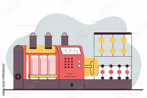 Industrial factory with machinery and conveyor belt