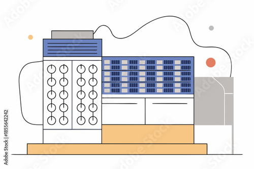Data center with servers and networking equipment
