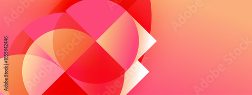 Abstract composition featuring overlapping circles. Warm color palette dominates, ranging from pinks to oranges. Gradient effect creates depth.