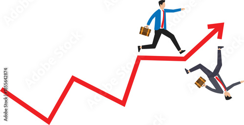 Business failure and aim too high,accident fall from success concept
