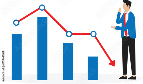 Business failure and economic recession,investment loss or stock market falling down, crisis or crash for investing risk or depression concept
