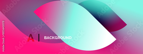 Abstract gradient shapes overlap. Vibrant pinks, blues create dynamic visual effect. Text reads AI BACKGROUND. Modern design.
