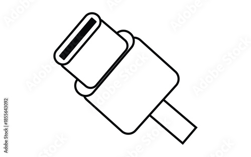 Outlined monochrome icon of a usb type c connector for charging and data transfer