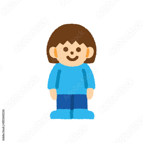 子ども 立つ 女の子 正面 手描き パステル 人物アイコン