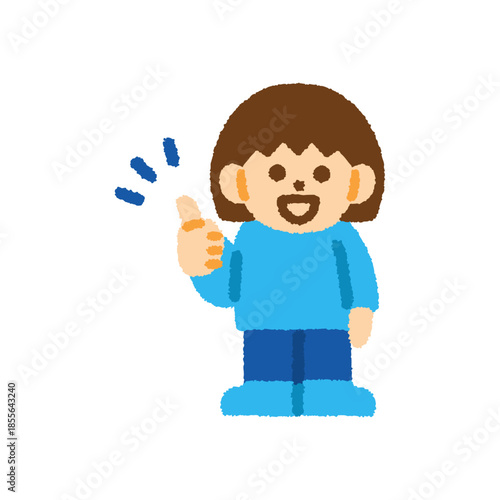 子ども いいね 女の子 正面 手描き パステル 人物アイコン