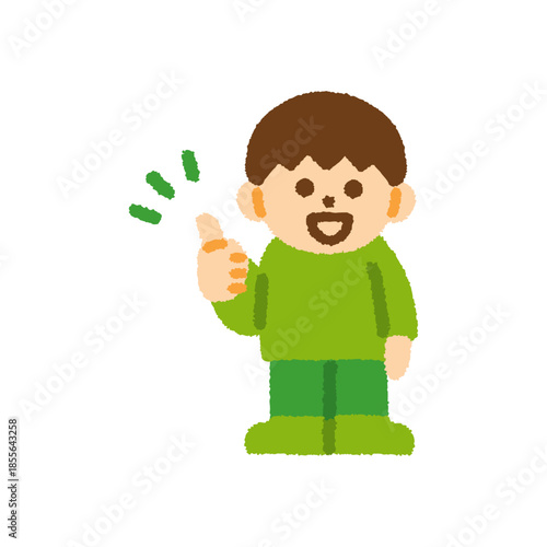 子ども いいね 男の子 正面 手描き パステル 人物アイコン