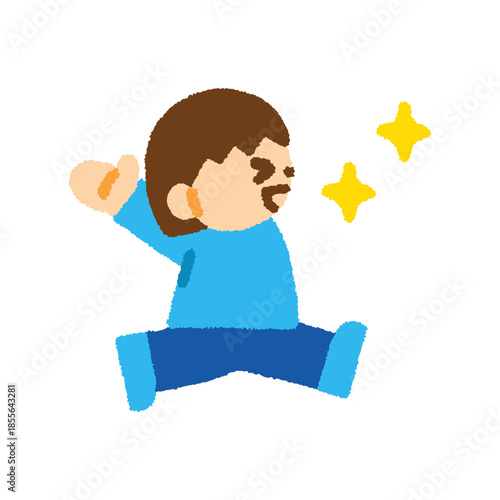 子ども 喜ぶ 走る 女の子 横向き 手描き パステル 人物アイコン