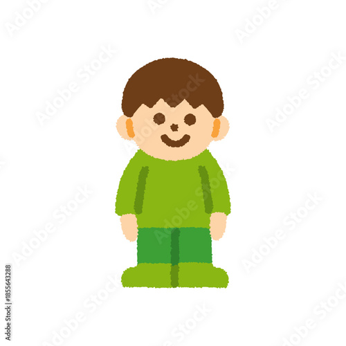 子ども 立つ 男の子 正面 手描き パステル 人物アイコン