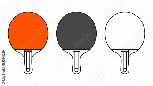 Three Table Tennis Paddles in Orange Black and White