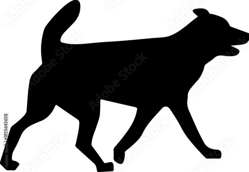 Silhouette of a Canine: A sleek and enigmatic silhouette of a dog strides purposefully. Its form, a testament to elegance, hints at its noble ancestry and steadfast companionship. 