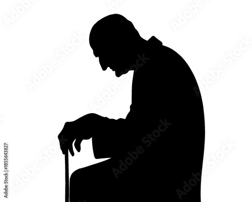 silhouette of a grandfather sitting, vector illustration
