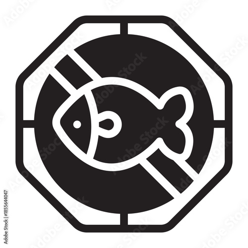 no fishing glyph icon