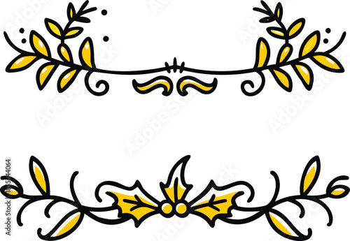 A yellow and black leafy border that is drawn in a stylized way