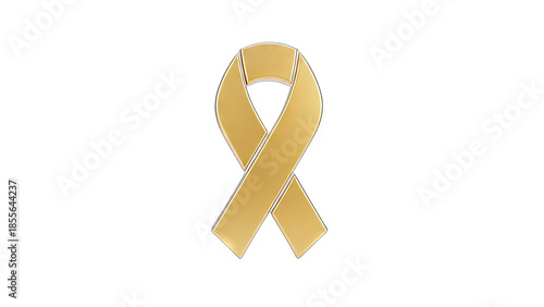 Gold Ribbon Symbol on White Background
