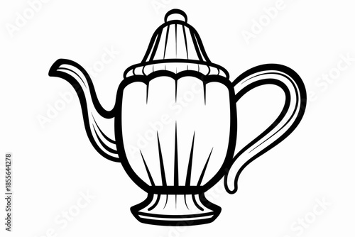 Elegant outline of a classic teapot with a handle and spout