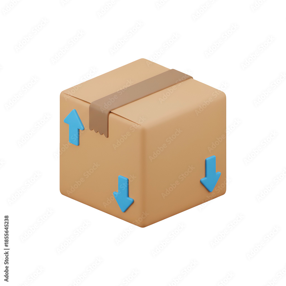 Obraz premium Brown Packaged Box with Fragile Arrows.