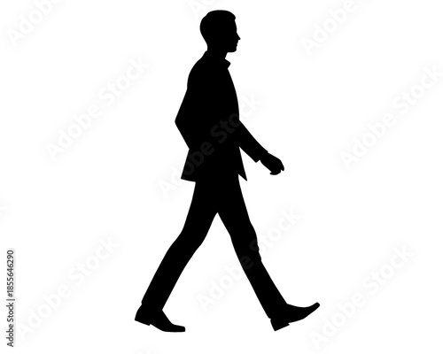 black silhouette of man walking, icon isolated on white background
