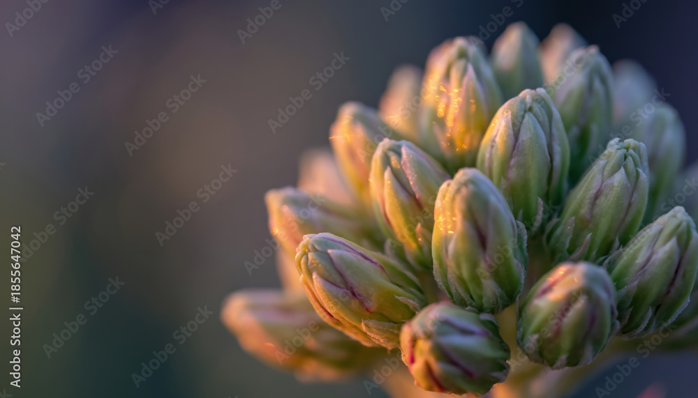 Fototapeta premium close-up of a budding flower with soft lighting and a blurred background
