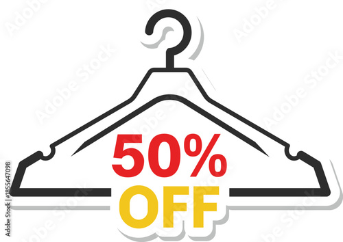 Discount clothing hanger with 50 percent off sale sign