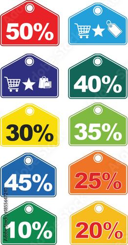 Discount tags with various percentage offers