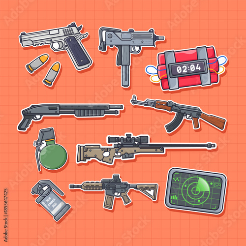 Tactical Gear and Firearm Enthusiast Sticker Collection