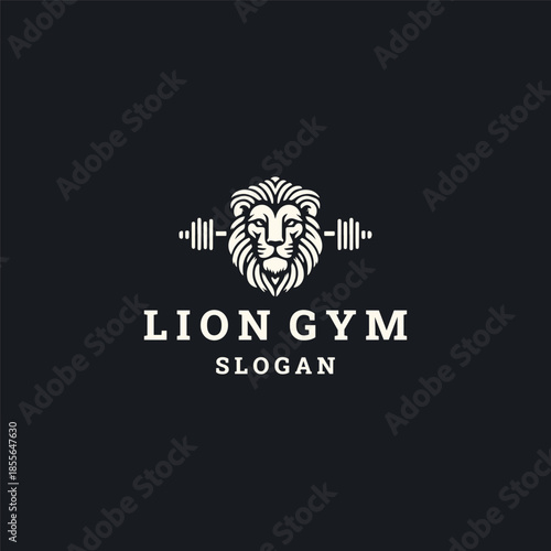 Lion gym logo vector icon illustration style