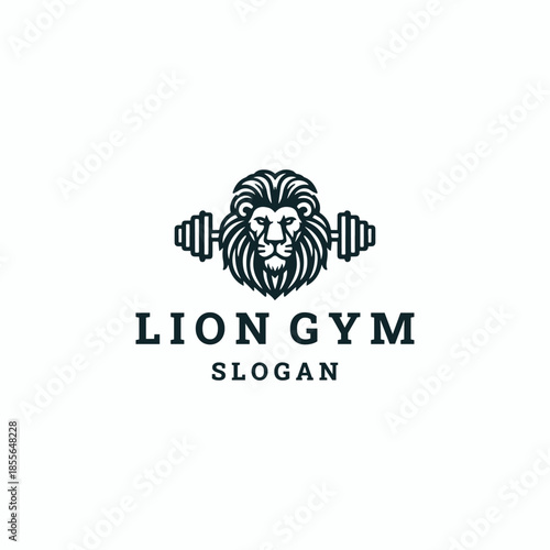 Lion gym logo vector icon illustration style