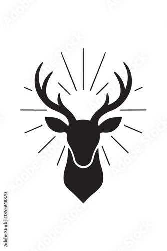Radiant deer emblem silhouette perfect for spiritual inspirational designs.