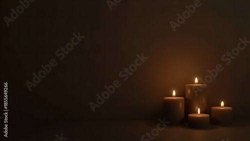 A serene ambiance created by several lit candles in a dark room