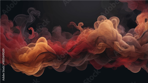 3d rendered illustration of a human head and brain amidst a swirl of red and white smoke with flowing blue light waves and dark flame patterns in a smooth motion design