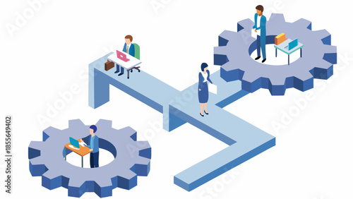 Business team working together on gear mechanism