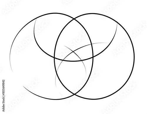 Three intersecting black circles on a white background, minimal design