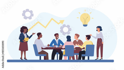 Diverse team collaborating in modern office setting