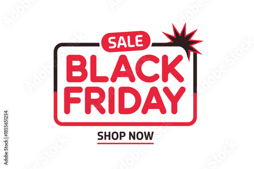 Bold Black Friday sale announcement with shop now call to action