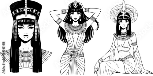 Ancient Egyptian Cleopatra Queen Vector Stylised Portrait Art