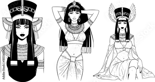 Ancient Egyptian Cleopatra Queen Vector Stylised Portrait Art