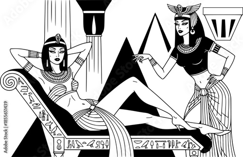 Ancient Egyptian Cleopatra Queen Vector Stylised Portrait Art