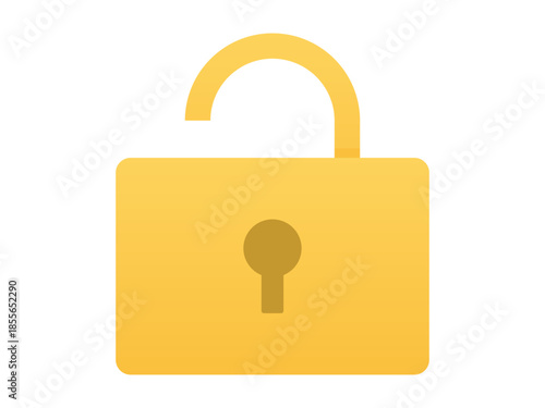 Unlock Icon Flat Design for Access and Permission