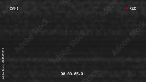 CCTV recording interface overlay with timer on black background 4K