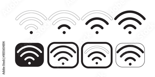 Set of vector Wi-Fi icon for communication, telecommunication. Communication wireless signal level wifi. Clipart illustration. Mobile bar status.