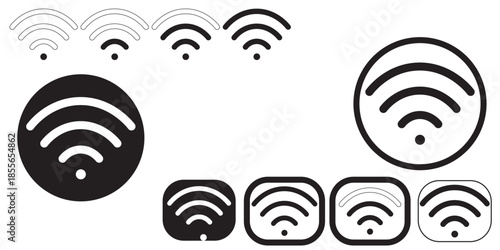 Set of vector Wi-Fi icon for communication, telecommunication. Communication wireless signal level wifi. Clipart illustration. Mobile bar status.