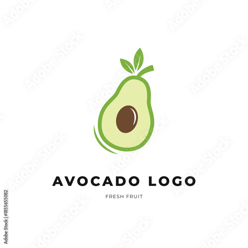 fruit avocado logo design concept flat style