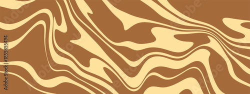 Coffee swirl chocolate pattern with wave texture and smooth caramel vector bg. Abstract dessert design forms dynamic cocoa line composition.