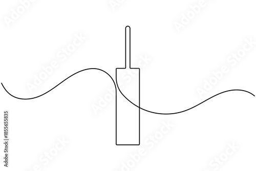 International cricket bat icon continuous one line drawing on white background minimalist sport equipment symbol outline vector illustration