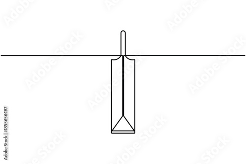 International cricket bat icon continuous one line drawing on white background minimalist sport equipment symbol outline vector illustration