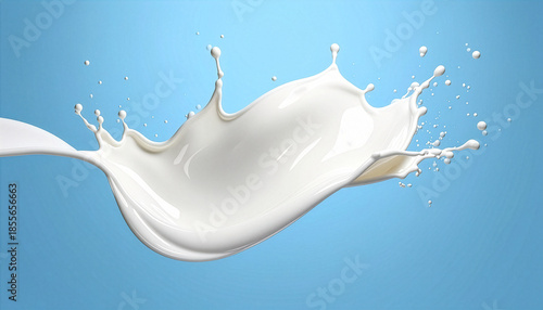 White milk splash stretching across the frame, smooth flowing liquid motion