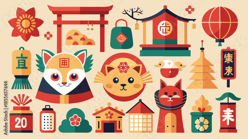 set of christmas icons