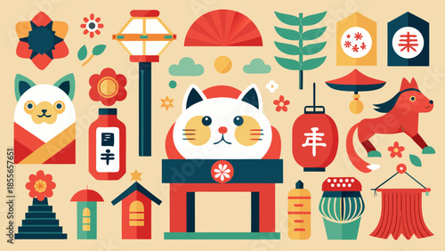 set of christmas elements