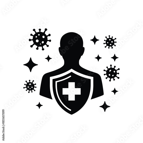 Silhouette of immune system protection shield